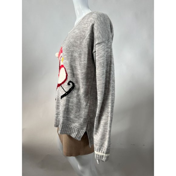 Blizzard Bay Christmas Sweater Blinking Skating Penguin XL Grey Holiday Acrylic - Picture 16 of 16